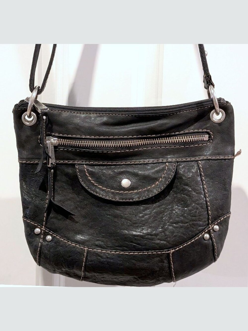Fossil Leather MESSENGER BAG LONG LIVE BLACK LEATHER